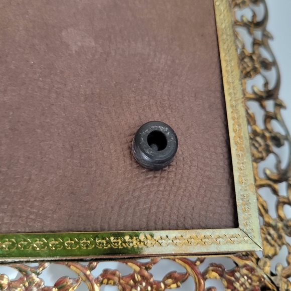 Vintage Ornate Openwork Brass Tone Metal Mirrored Vanity Tray - Picture 11 of 16